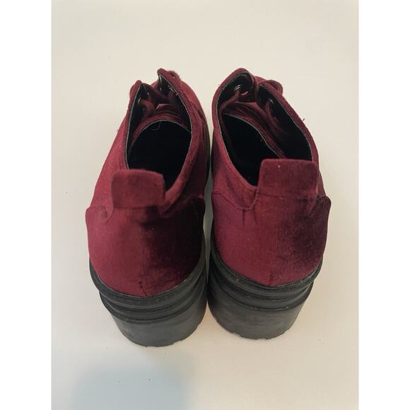 ASOS Size 5 Burgundy Velvet Platform Loafer Shoes Heels - Picture 4 of 8